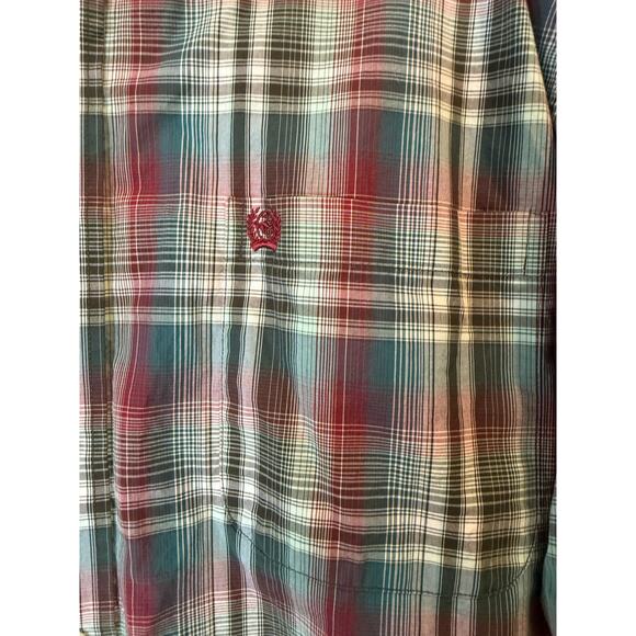 Men's Cinch long sleeve plaid button up shirt large western cowboy red blue - Picture 3 of 9